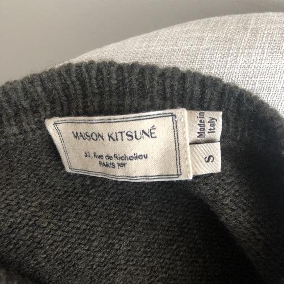 Maison Kitsune fox sweater in green - Picture 2 of 3